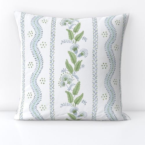 Soft Blue and greens on white | Spoonflower