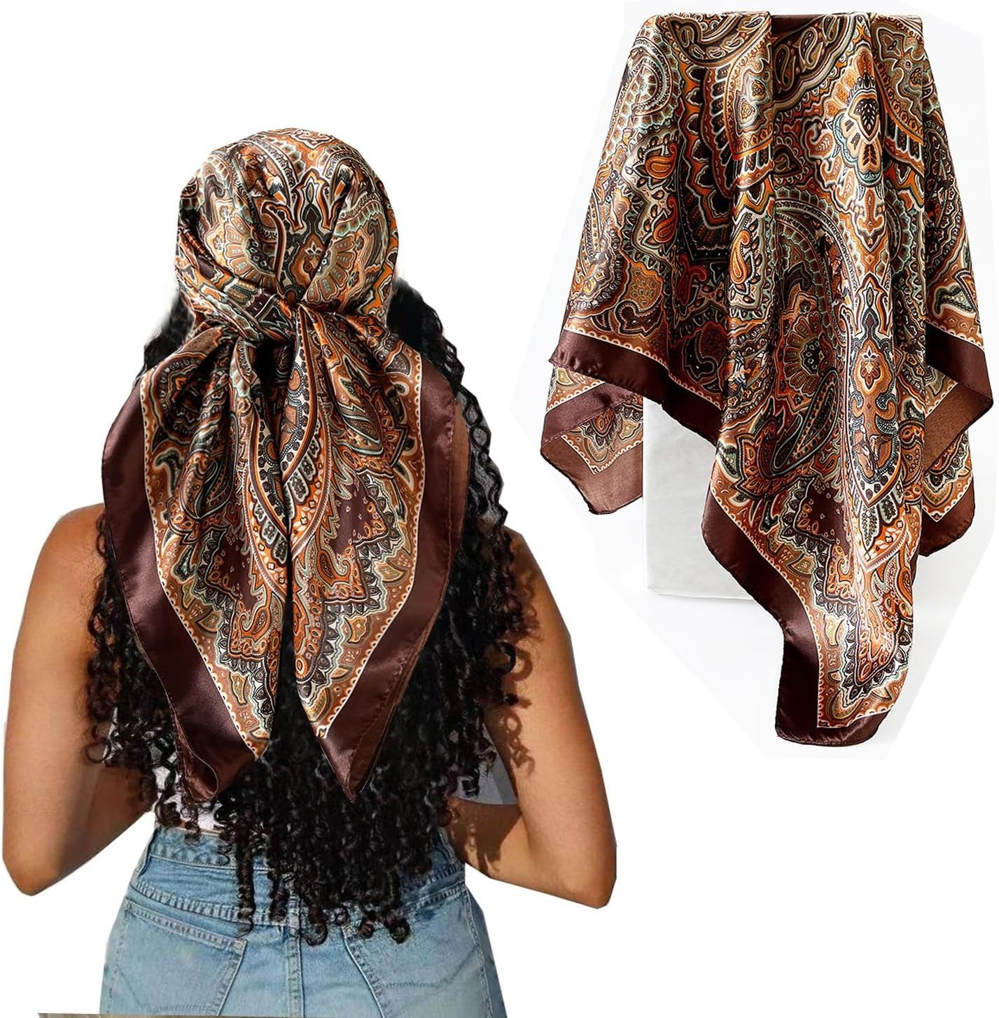 Hexchasty 35”Head Scarf Satin Silk Like Hair Scarf Head Bandana for Women | Amazon (US)