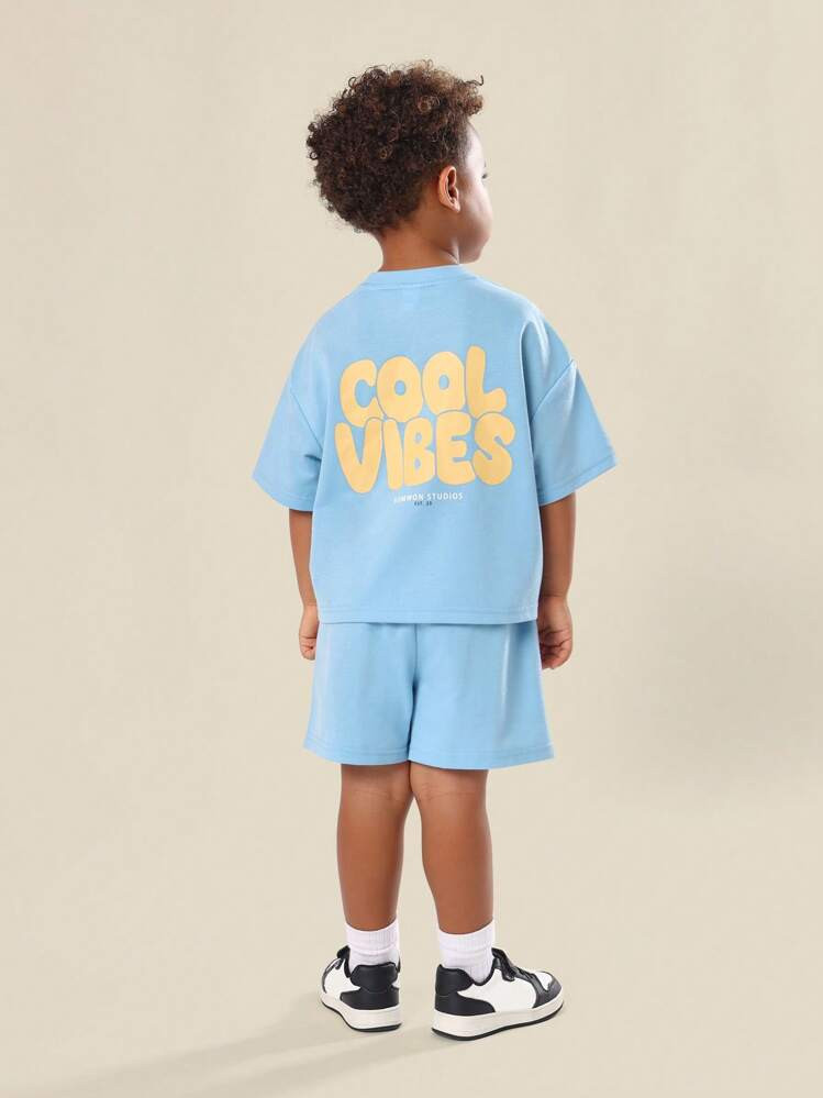 SUMWON Cool Vibes Kids Summer Matching Tee And Shorts Wear Set Play Comfort Outfit Athleisure Swe... | SHEIN