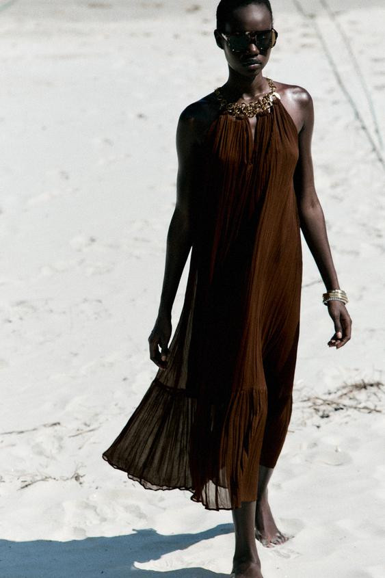 GROMMET HALTER MIDI DRESS | Zara US