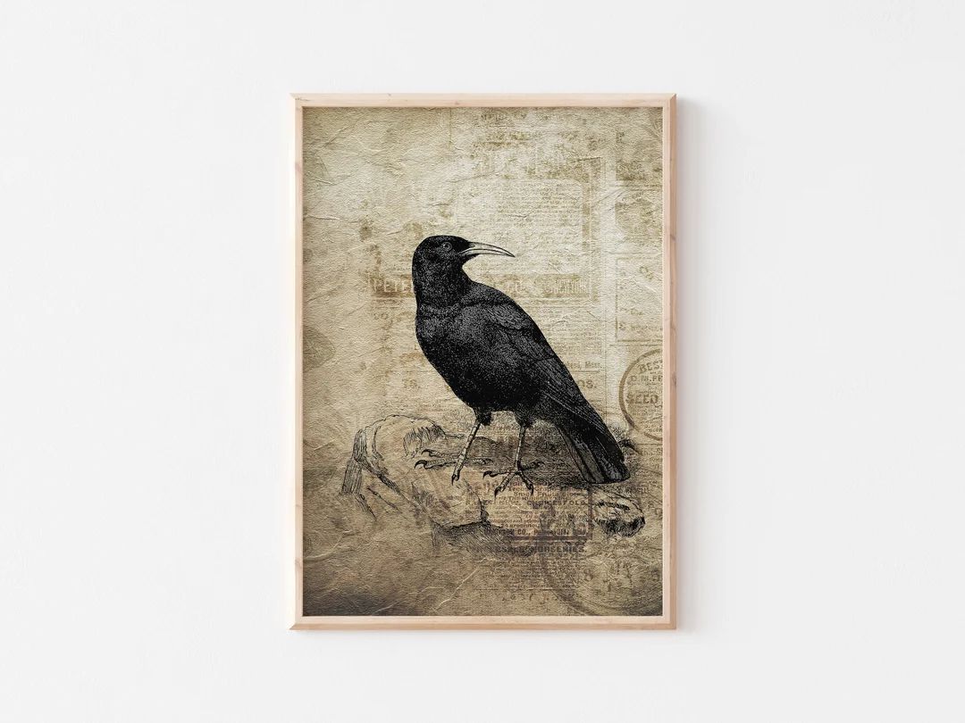 Crow  for Halloween Wall Decor, Halloween Printable for Creepy Art, Vintage Halloween Prints, Rav... | Etsy (CAD)