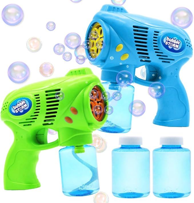 JOYIN 2 Bubble Guns with 2 Bottles Bubble Refill Solution (10 oz Total) for Kids, Bubble Blower f... | Amazon (US)