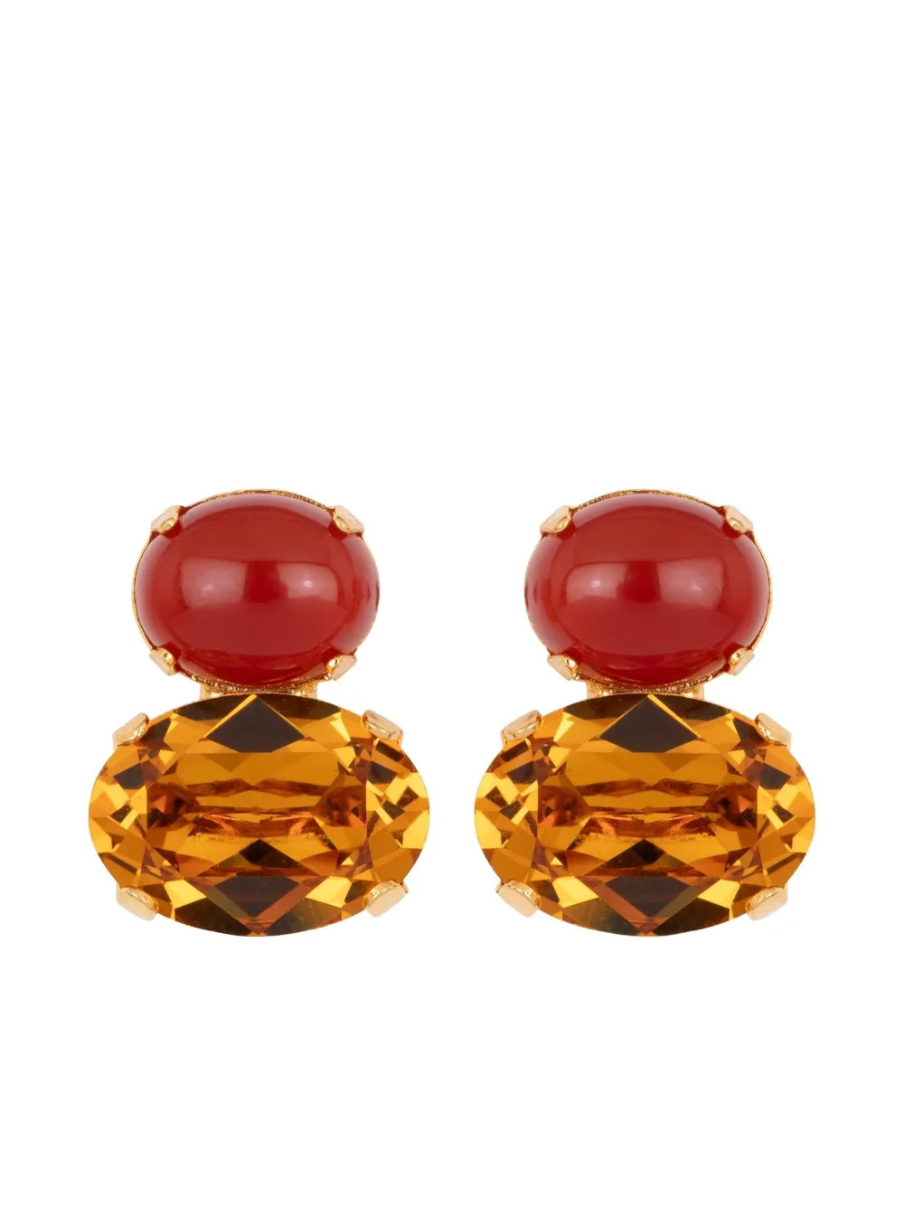 Jennifer Behr Yvette oval-crystal Earrings | Gold | FARFETCH | Farfetch Global