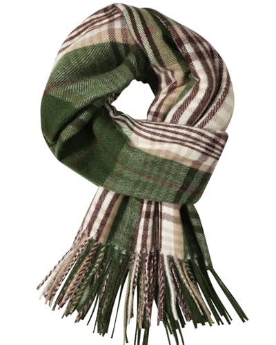 Loiyadn Winter Scarfs for Women - Womens Scarf Fashion Cashmere Scarf Plaid for Winter, Long Blanket, 79" x 28", Green | Amazon (US)