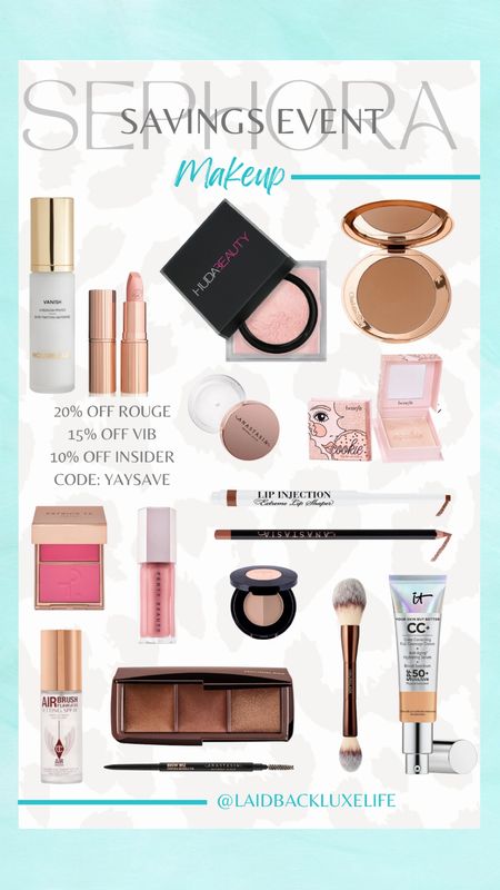 Sephora Savings Event is happening now! All tiers can shop on 4/9 - 4/15! Save 10-20% off depending on your tier with code YAYSAVE, All Sephora Collection is 30% off for all tiers! Sephora Sale, Sephora must haves, Sephora favorites, Sephora bestsellers, Sephora beauty, makeup must haves, Spring 2024, #LaidbackLuxeLife 

Shades:

✨CT lipstick ‘KIM KW’
✨HB baking powder ‘Cherry Blossom’
✨CT bronzer ‘Tan 3'
✨Benefit highlighter ‘Cookie’
✨PT blush ‘She’s a Doll’
✨FB lipgloss ‘$weetmouth’
✨Too Faced lip plumping liner ‘In Deep Truffle’
✨ABH lip liner ‘Deep Taupe’
✨Hourglass palette ‘Volume III’
✨ABH brow wiz ‘Soft Brown’
✨ABH brow duo powder ‘Medium Brown'
✨CC+ Cream ‘Neutral Tan’

Follow me for more fashion finds, beauty faves, lifestyle, home decor, sales and more! So glad you’re here!! XO, Karma

#LTKxSephora #LTKbeauty #LTKsalealert