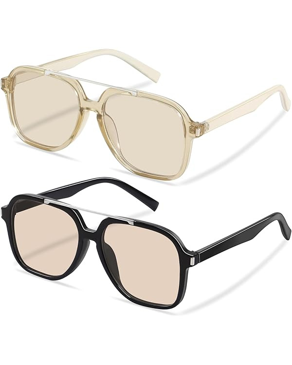 YDAOWKN Rerto Aviator Sunglasses for Women Men Trendy Square Top Bar Sun Glasses 70s Style Sunnie... | Amazon (US)