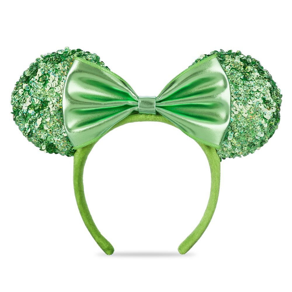 Minnie Mouse Sequined Ear Headband with Bow for Adults – Kelly Green | Disney Store