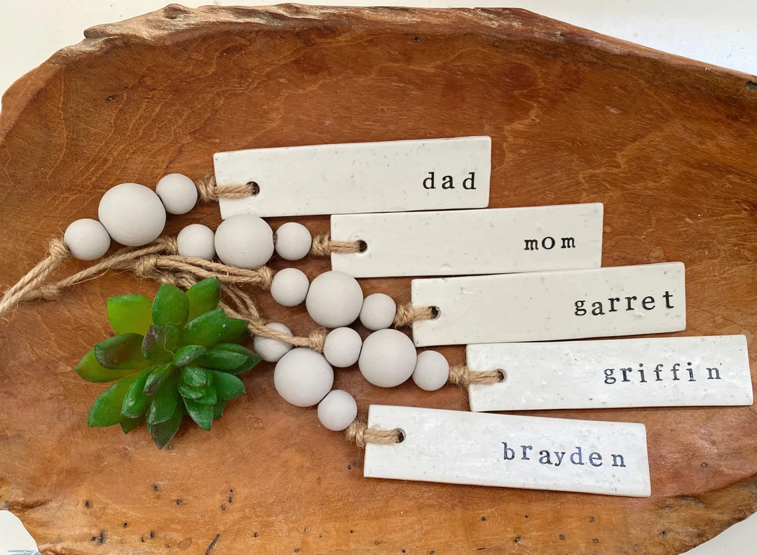 2023 Custom Clay Name Tag Ornaments | Rustic Stocking Farmhouse | Christmas Stocking Decor | Pers... | Etsy (US)