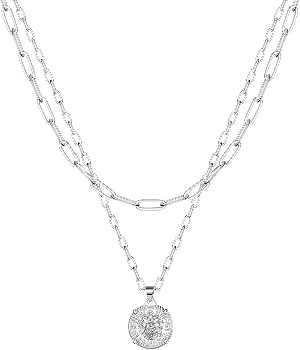Turandoss 14K-Gold-Plated Necklaces for Women - Lock Evil Eye Medallion Vintage Coin Necklace Bee... | Amazon (US)