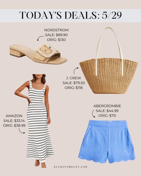 Today’s deals include sandals from Nordstrom, an Amazon dress, woven tote bag from J. Crew, and shorts from Abercrombie. 

Deals of the day, summer outfit, resort wear, fashion over 40

#LTKfindsunder50 #LTKstyletip #LTKsalealert