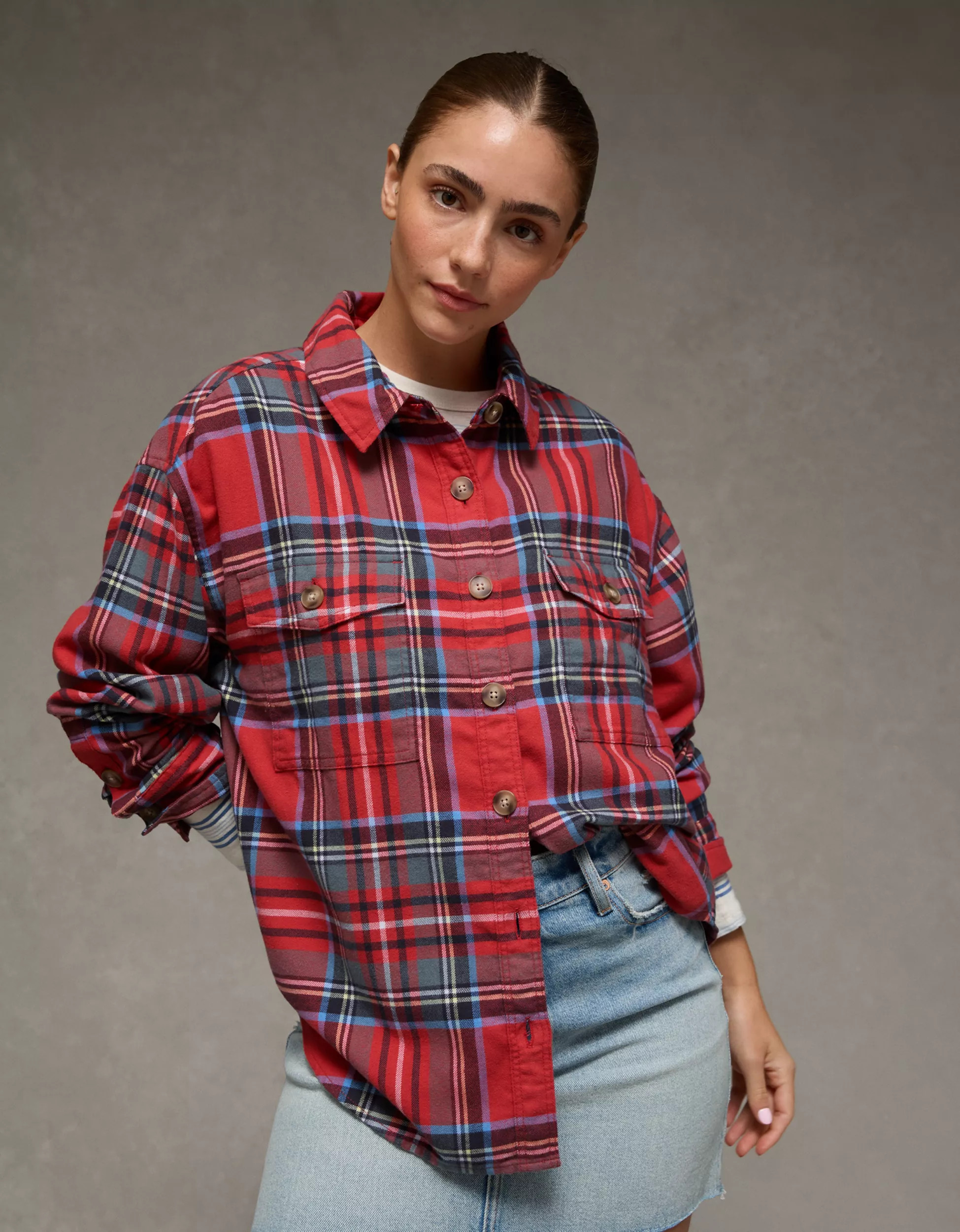 AE Plaid Button-Up Shirt | American Eagle Outfitters (US & CA)