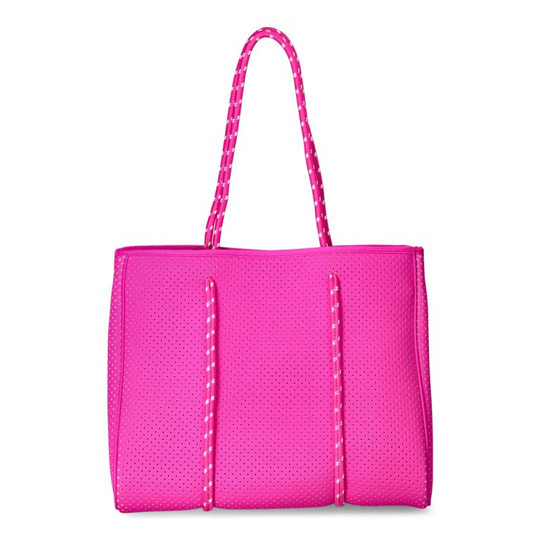 No Boundaries Juniors' Neoprene Beach Tote with Removable Pouch, Pink - Walmart.com | Walmart (US)