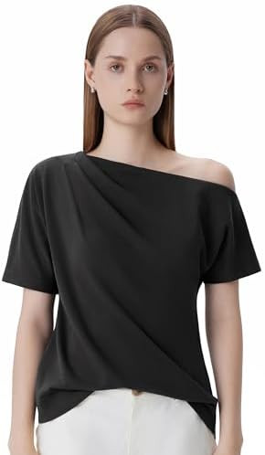 SUUKSESS Off the Shoulder Tops for Women Short Sleeve Asymmetrical Top Trendy Summer Going Out T-... | Amazon (US)
