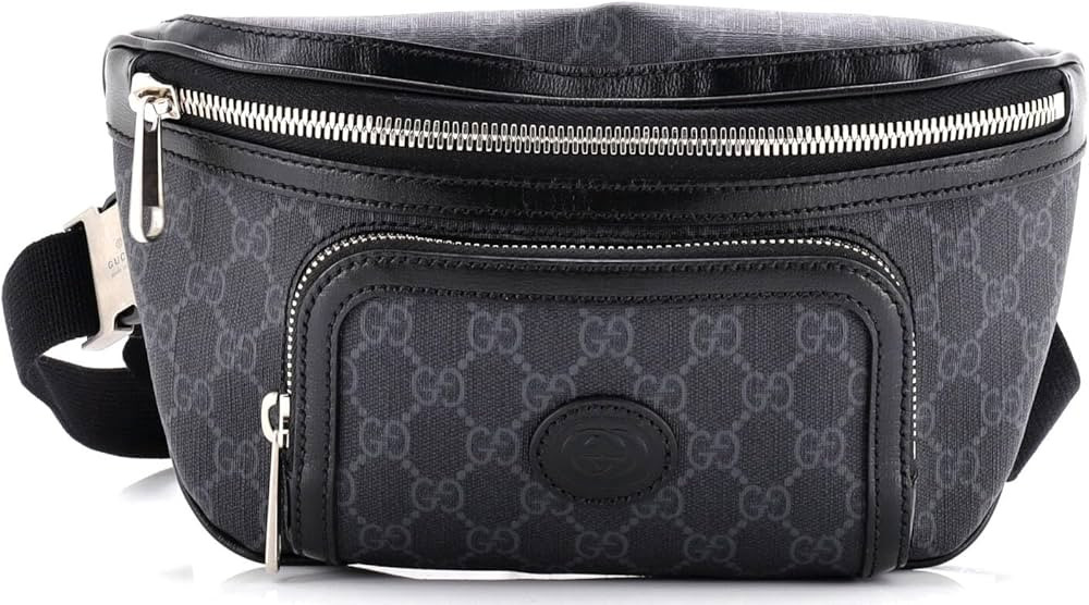 Amazon.com: Gucci, Pre-Loved Interlocking G Patch Belt Bag GG Coated Canvas Large, Black : Amazon... | Amazon (US)