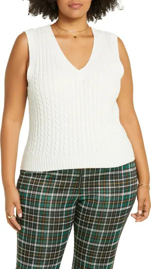 Cable Knit Cotton & Recycled Polyester Sweater Vest | Nordstrom