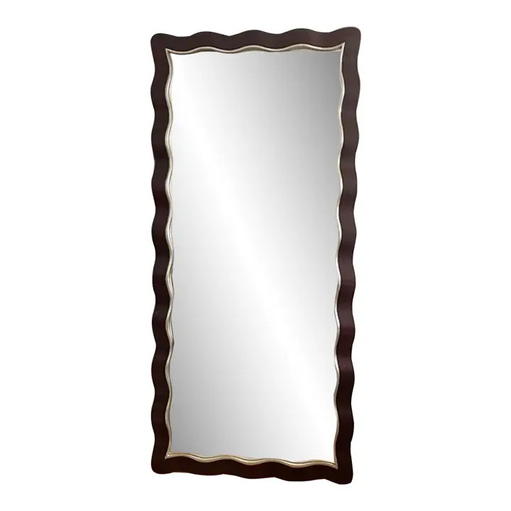1990s Vintage Hollywood Regency Style Wavy Floor Mirror | Chairish