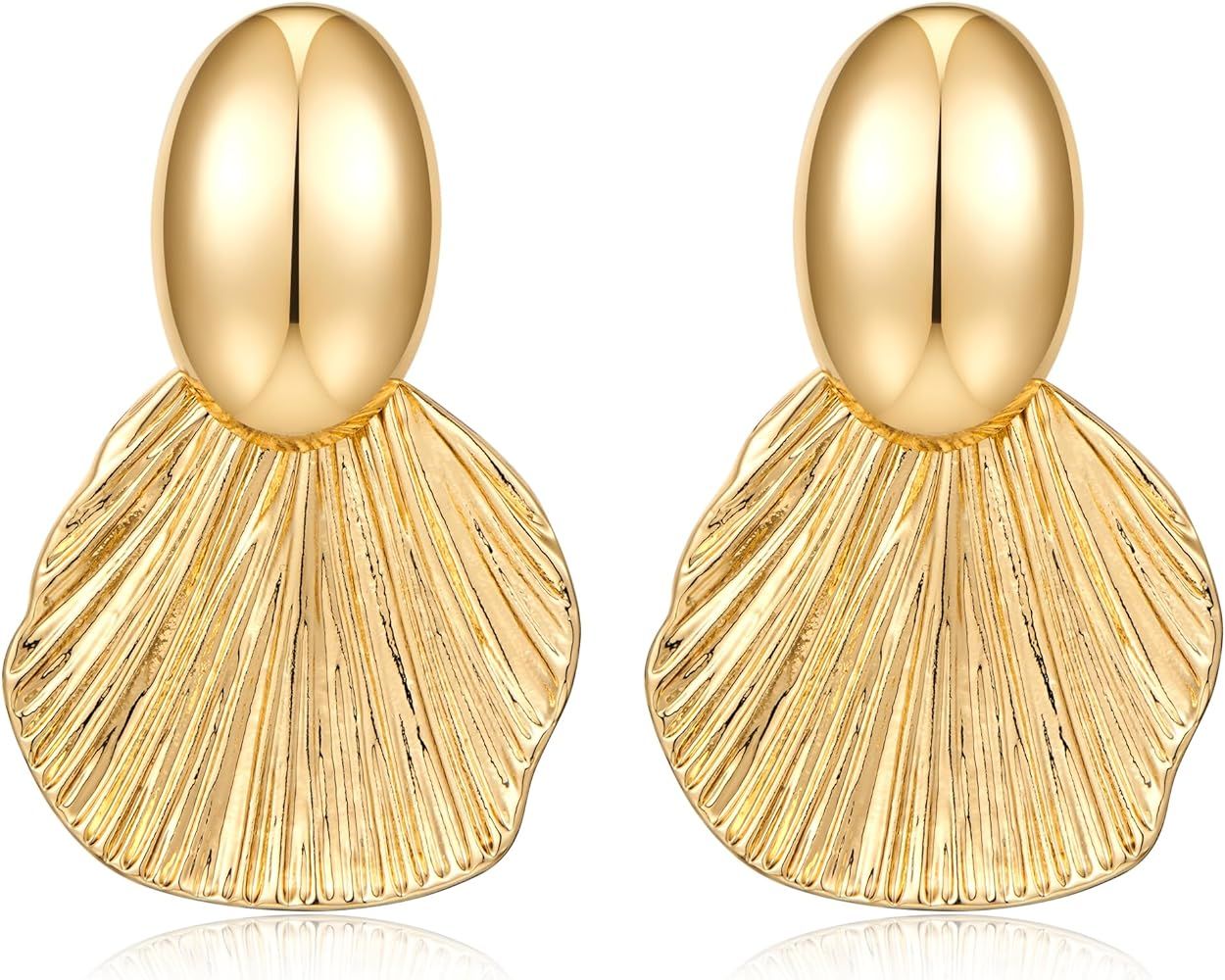Gold Earrings for Women Teen Fashion Statement Jewelry Gift for Her Ginkgo Leaf Fan-shaped | Amazon (US)