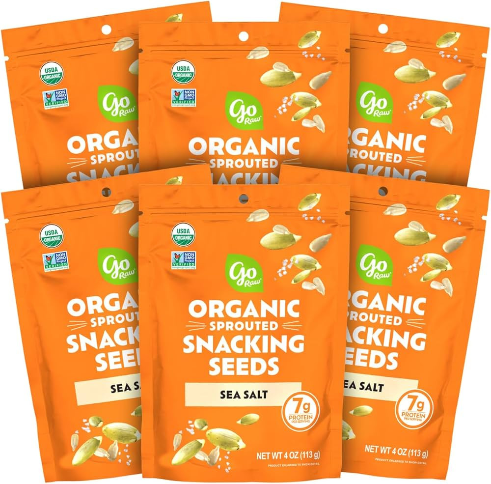 Go Raw Organic Sprouted Sea Salt Sprouted Snacking Seeds, 4 oz, 6 Pack, Pumpkin & Sunflower Seeds... | Amazon (US)
