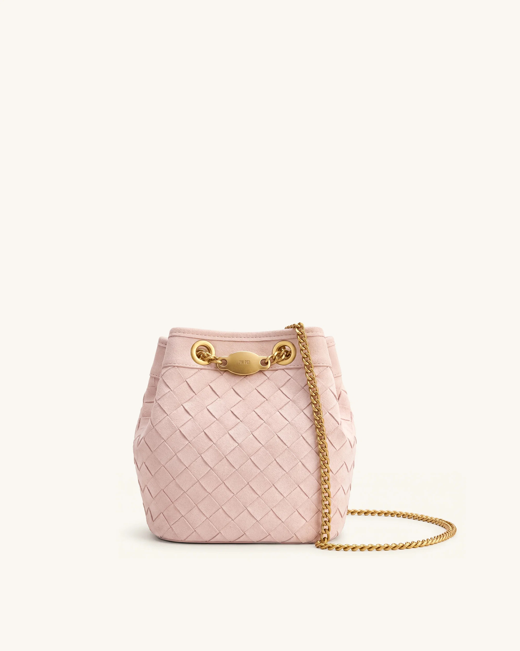 Yara Faux Suede Hand-Woven Bucket Bag - Pink | JW PEI US