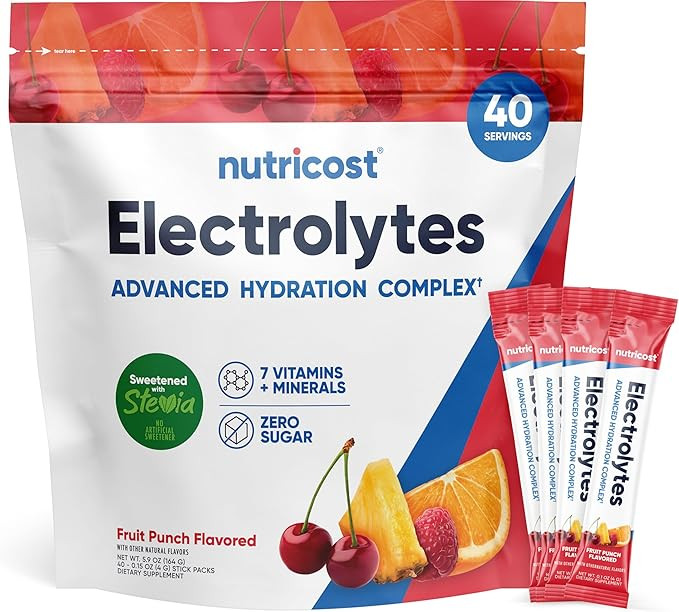 Nutricost Electrolytes Complex, Fruit Punch Flavored, 40 Stickpacks - Advanced Hydration Complex | Amazon (US)