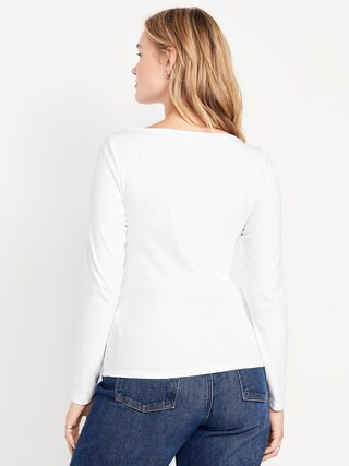 Snug Long-Sleeve Boat-Neck T-Shirt | Old Navy (US)