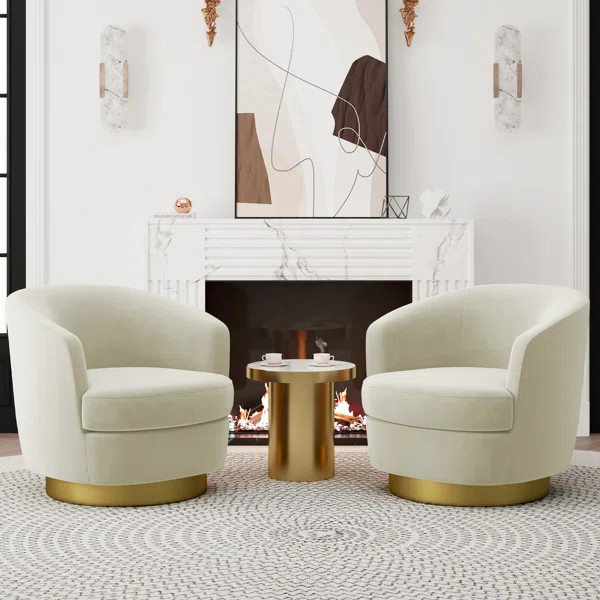 Velvet Swivel Barrel Chair (Set of 2) | Wayfair North America