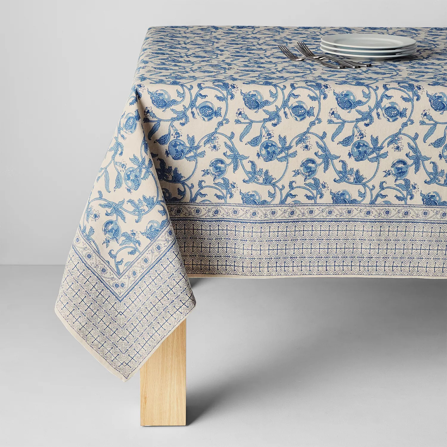 Sur La Table Floral Blossom Tablecloth, Blue | Sur La Table