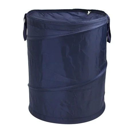 Mainstays Pop-Up Laundry Hamper with Zipper Lid, 2-Load Capacity, Blue | Walmart (US)