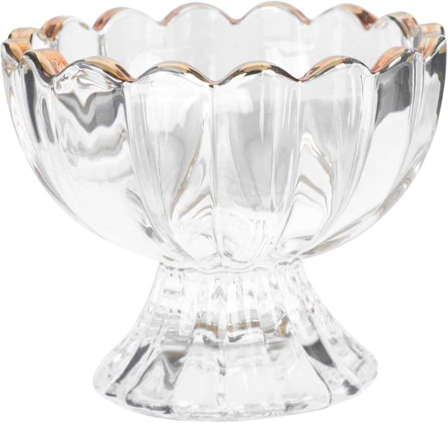 Zerodeko White Mugs 1pc Gold Rim Glass Ice Cream Bowl Lace White Mug | Amazon (US)