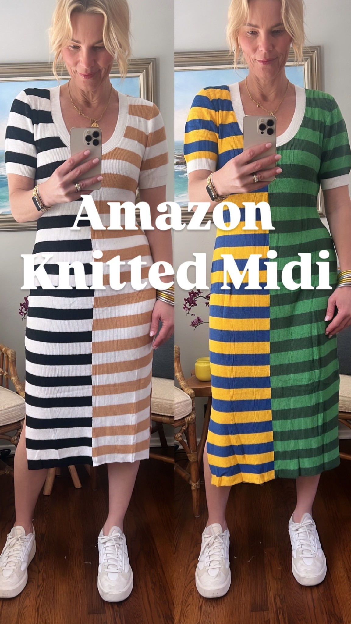This dress is so FUN! I’m normally not a fitted dress kind of girl, but this one checked all the boxes. I didn’t feel it was too tight and loved the neck line. I love this sleeve length and the slit on the side, not too high. All the fun color options makes it even better. The green one I’m in a large, the black and tan, I’m in a medium. I thought either fit me well. I’m normally a size 6/8 dress. Enjoy! 

#LTKFindsUnder50 #LTKTravel #LTKStyleTip
