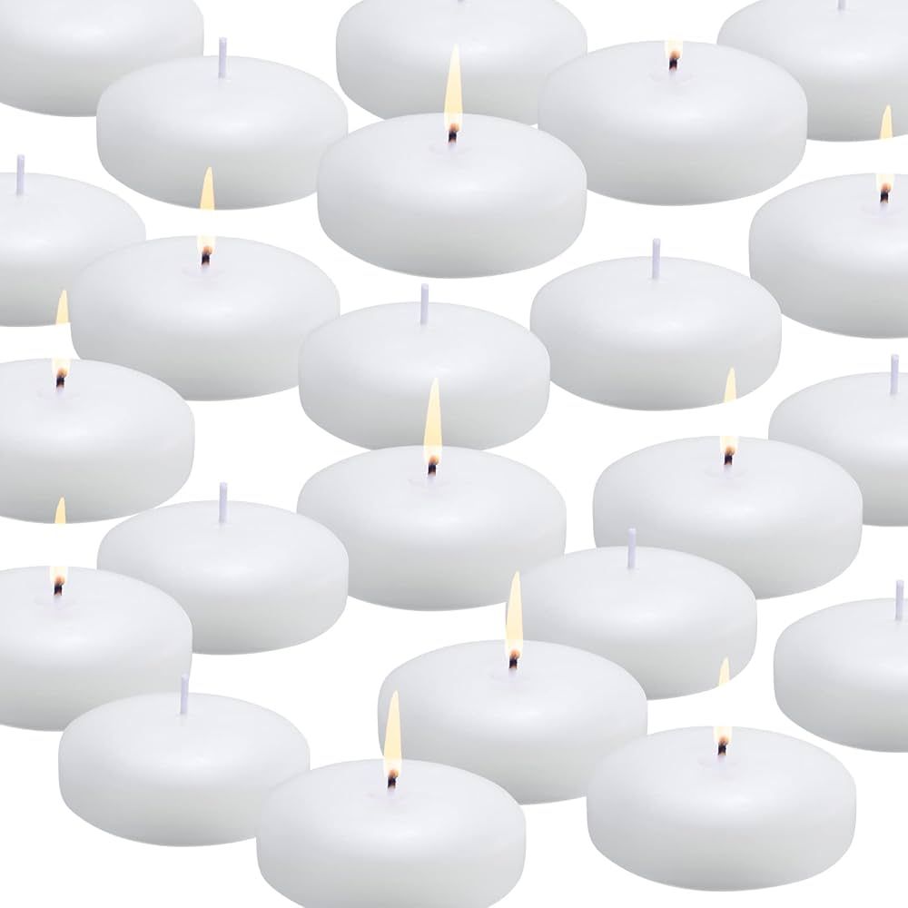 24 Pack Floating Candles, 3” White Unscented Dripless Wax Burning Candles, for Cylinder Vases, ... | Amazon (US)