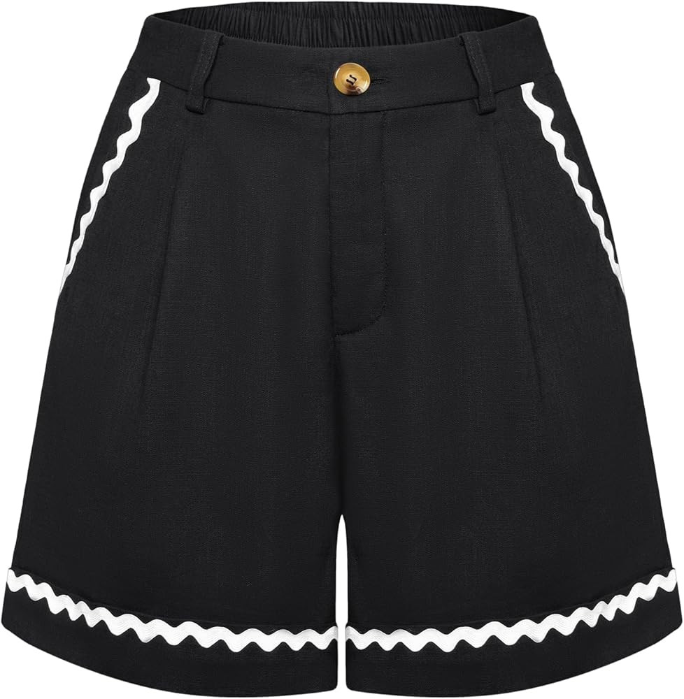 Belle Poque Bermuda Shorts for Women Trendy High Waisted Wide Leg Pleated Tailored Workout Dressy... | Amazon (US)