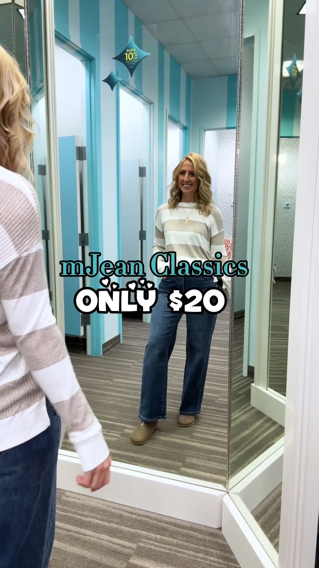 Sarah wearing XSmall top and 6 in bottoms
Treva in 10 for jeans and xl top

#LTKgrwm #LTKootd #LTKSaleAlert