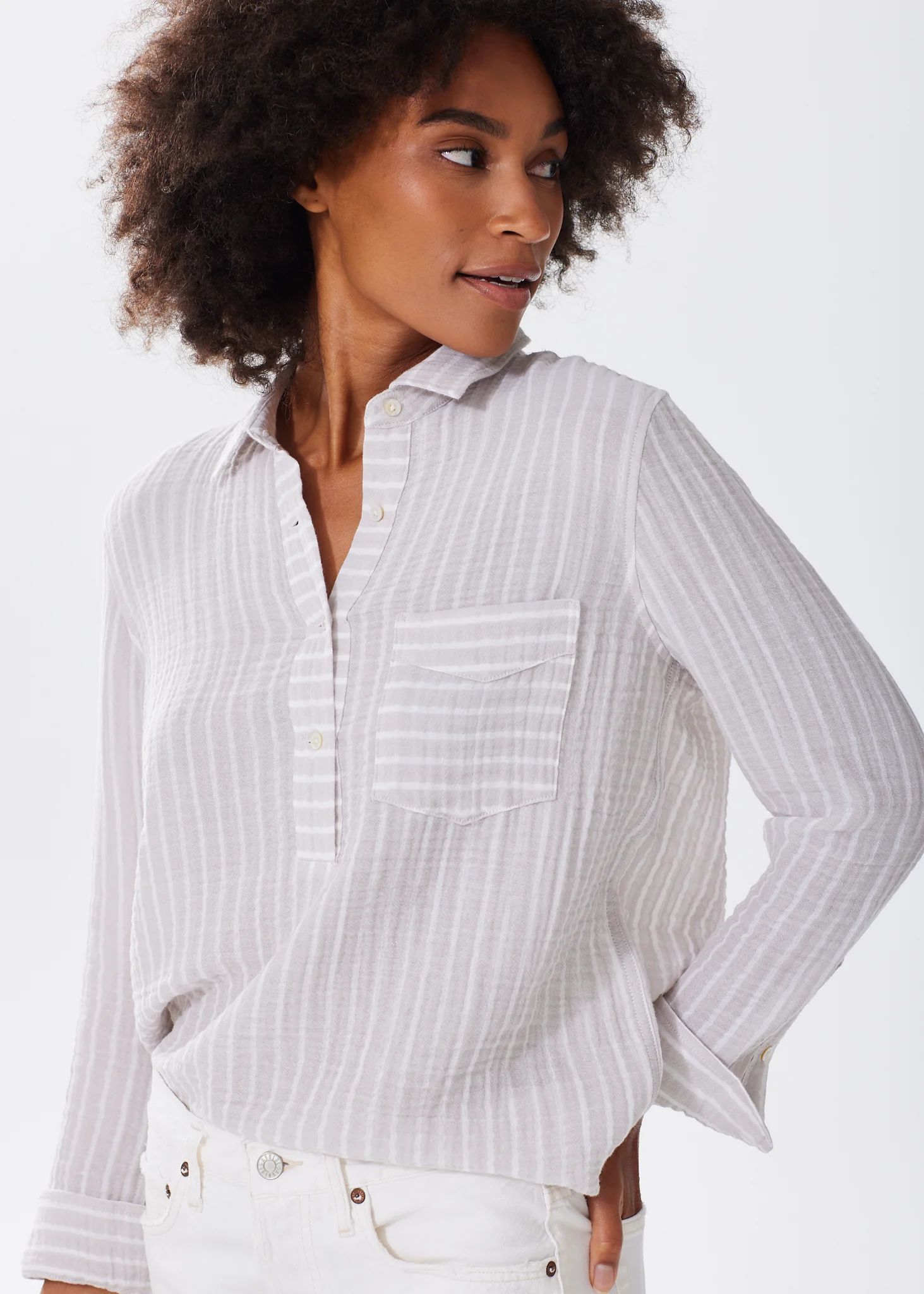 The Striped Organic Cotton Cloud Top - Double Gauze | Alice Walk