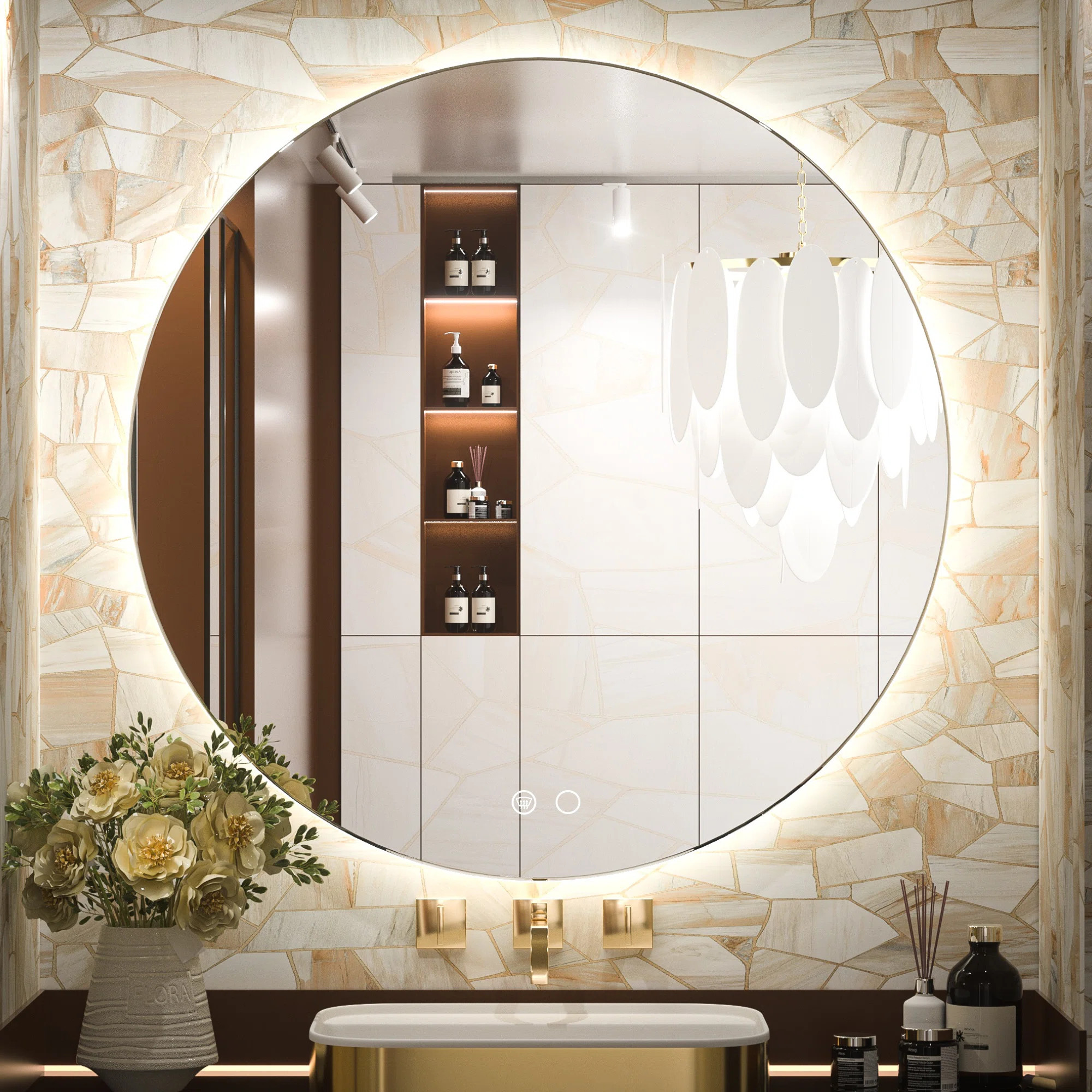 Orren Ellis Adorna  Round Frameless Backlit Mirror, LED Bathroom Vanity Mirror with Dimmable Brig... | Wayfair North America