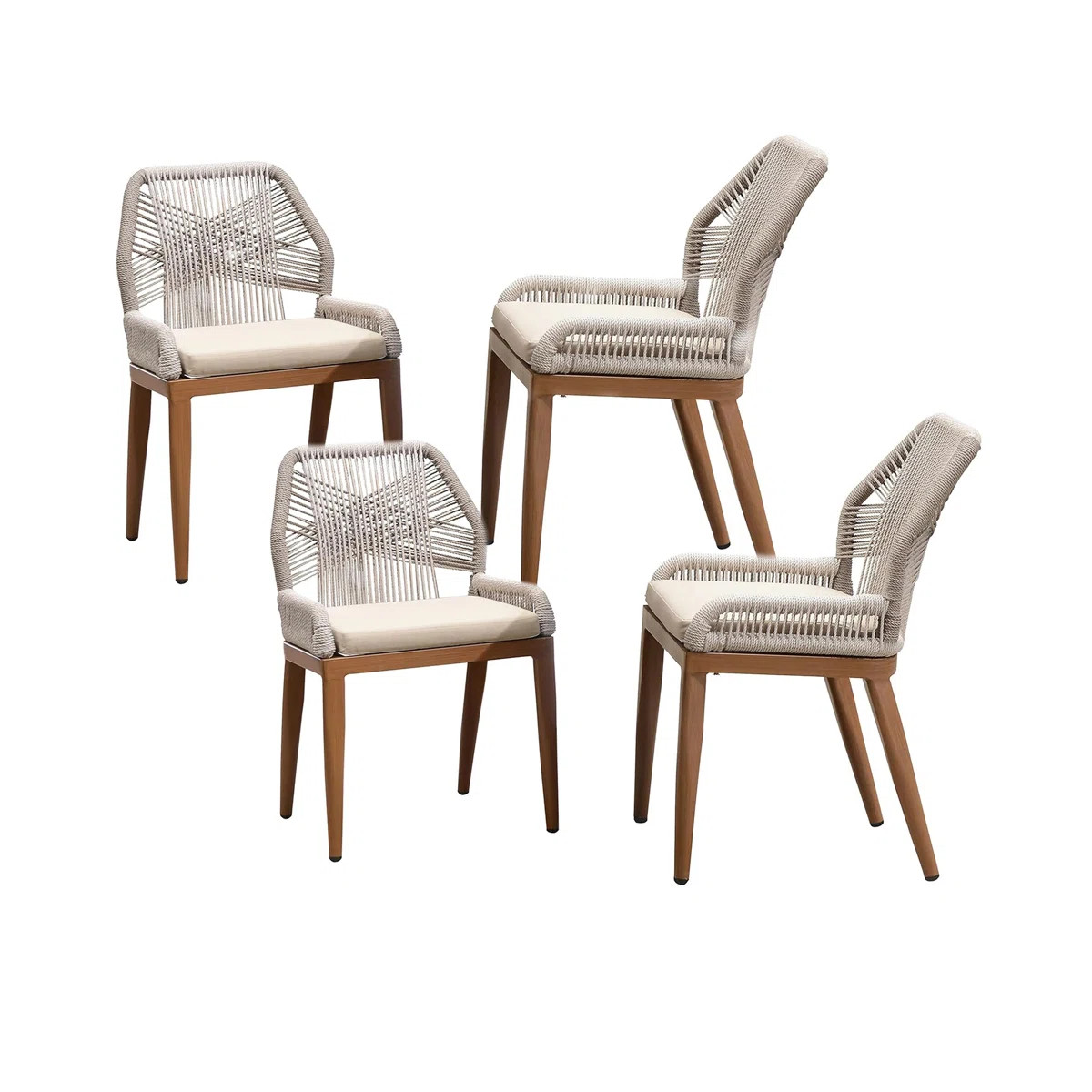 Corrigan Studio\u00ae Patio Dining Chair Set 4 Pieces Metal Wicker Rattan Chairs For Outside Porc... | Wayfair North America