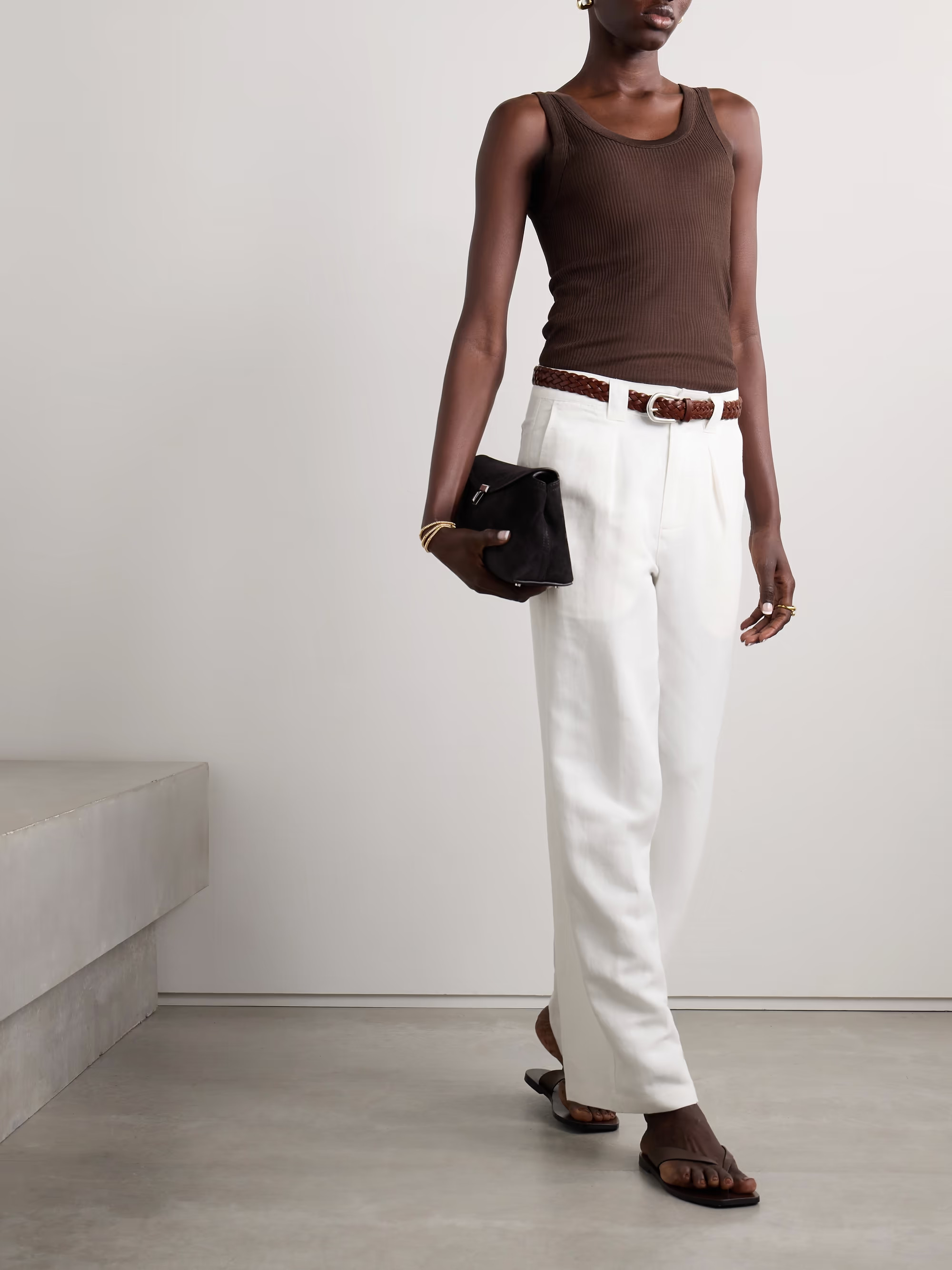Madeline pleated linen, TENCEL™ Lyocell and cotton-blend twill wide-leg pants | NET-A-PORTER (US)