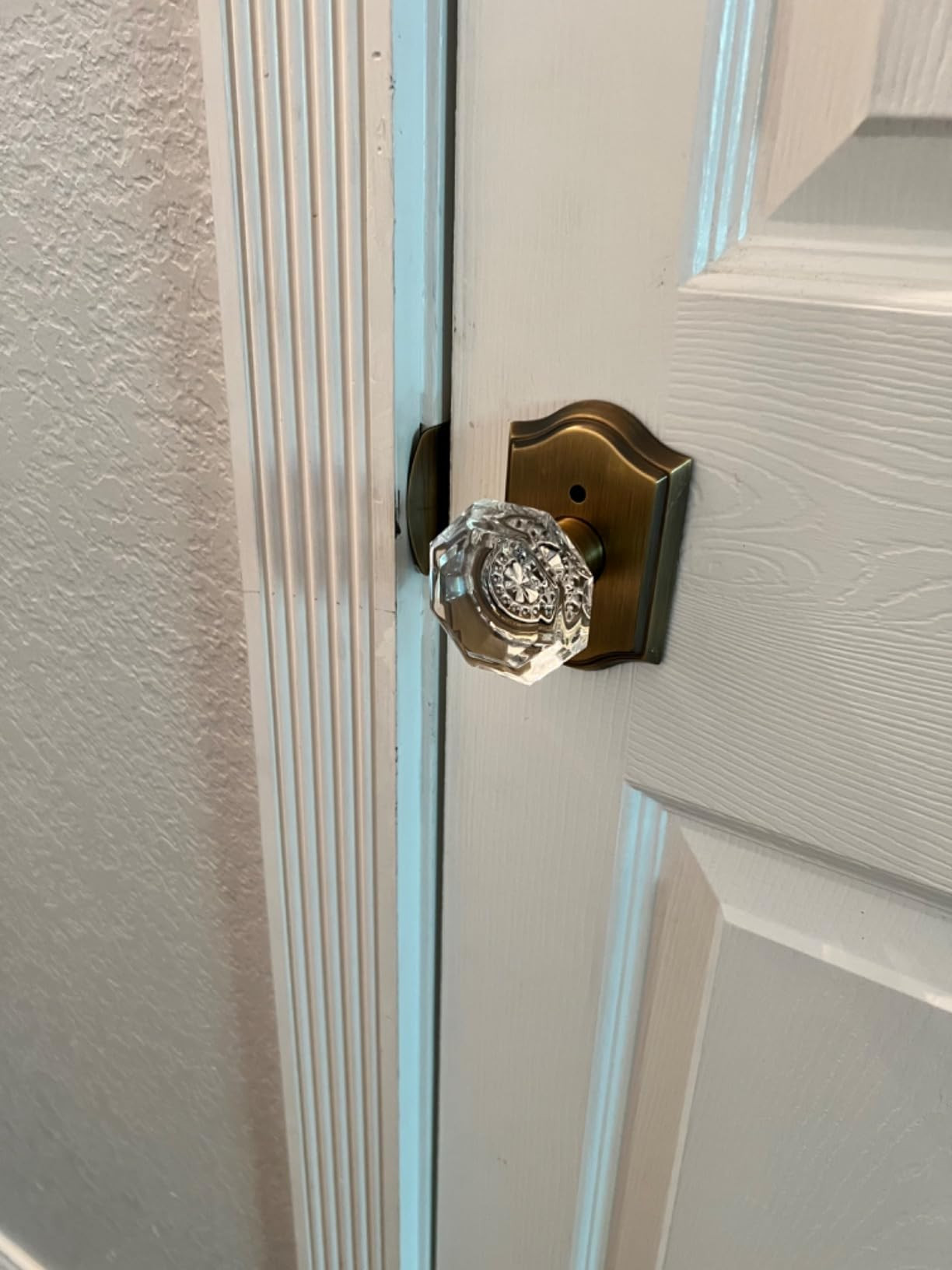 Gobrico Antique Brass Passage Door Knobs for Hallway/Closet,Keyless Octagonal Crystal Door Handles with Arched Rosette,Non-Locking Function,3 Pack | Amazon (US)