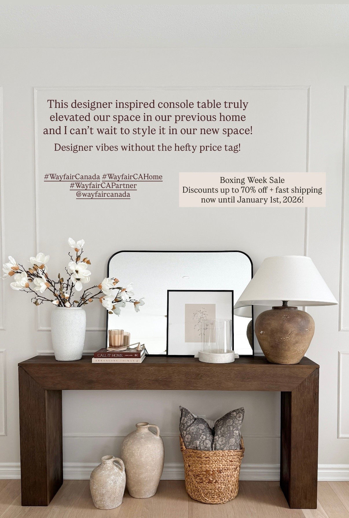One of our statement pieces from Wayfair Canada! 
Such a great quality console table! 

Currently on sale for Wayfair Canada Boxing Week from now until January 1st, 2026! Enjoy fast shipping and savings up to 70% off! 

@wayfaircanada
#WayfairCanada #WayfairCAHome #WayfairCAPartner #liketkit #canadianhomes #ltksale #ltkcanada #ltkcasa 

#LTKholiday #LTKhome