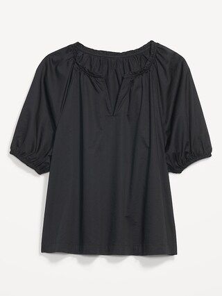 Puff-Sleeve Split-Neck Swing Blouse for Women | Old Navy (US)