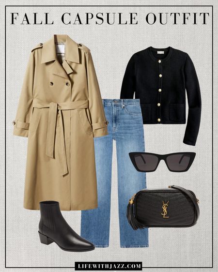 Fall capsule outfit inspo 

Fall / capsule outfit / trench coat / sweater jacket / wide leg jeans / sunglasses / purse / booties 

#LTKtravel #LTKSeasonal #LTKstyletip