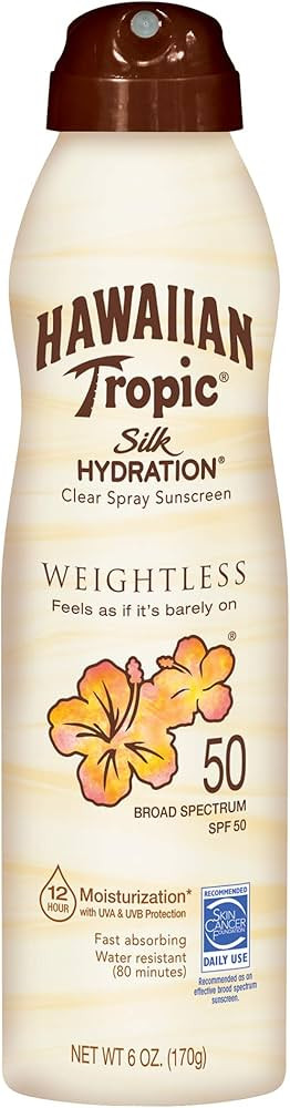 Hawaiian Tropic Weightless Hydration Clear Spray Sunscreen SPF 50, 6oz | Hawaiian Tropic Sunscree... | Amazon (US)