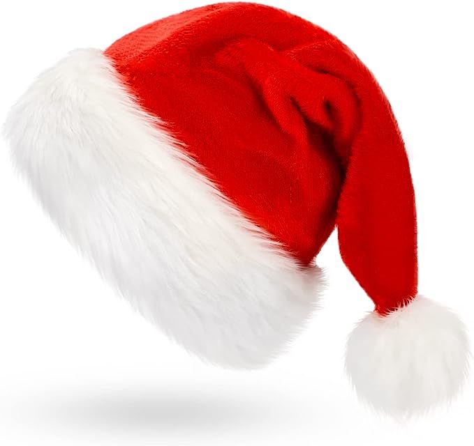 Christmas Hat, Santa Hat, Xmas Holiday Hat for Adults , Unisex Velvet Comfort Christmas Hats Extr... | Amazon (US)