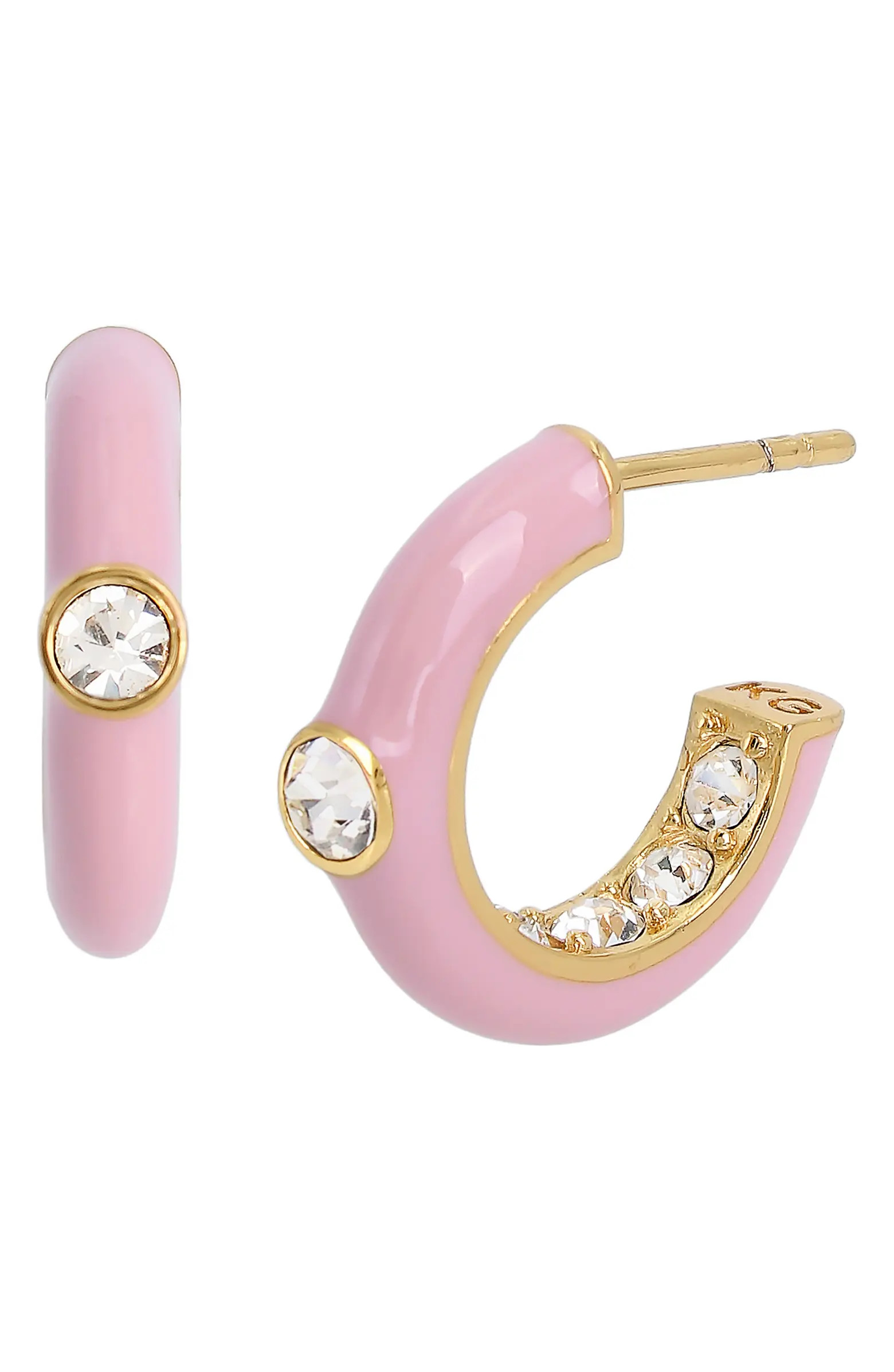 Enamel Crystal Inside Out Huggie Earrings | Nordstrom