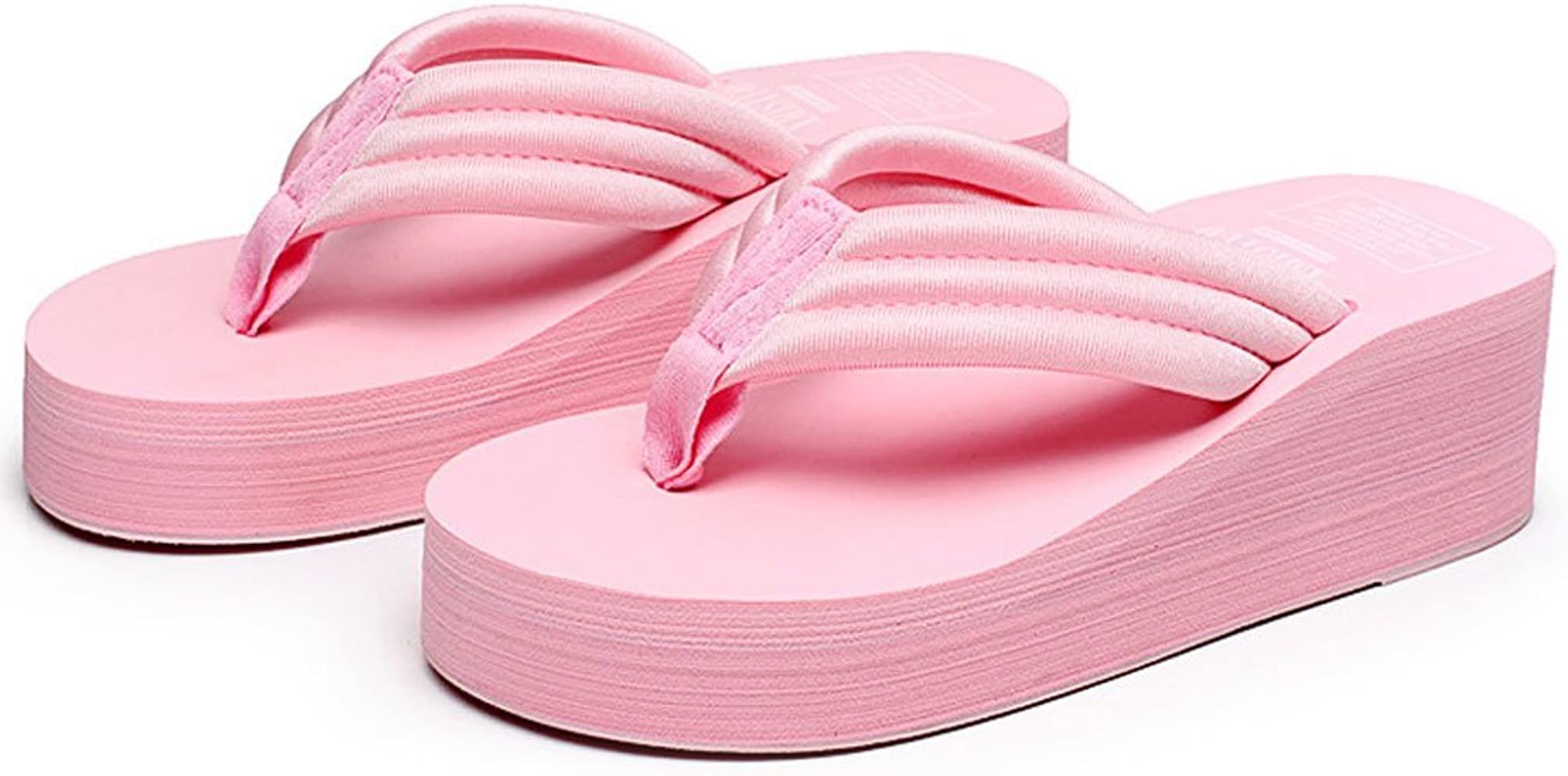 QZUnique Women's High Heel Platform Wedge Flip-Flops Beach Sandals Fashion Slipper Summer Thong | Amazon (US)