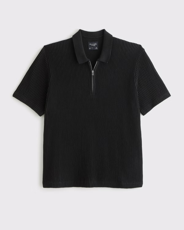 Men's Plisse Zip Sweater Polo | Men's Tops | Abercrombie.com | Abercrombie & Fitch (US)