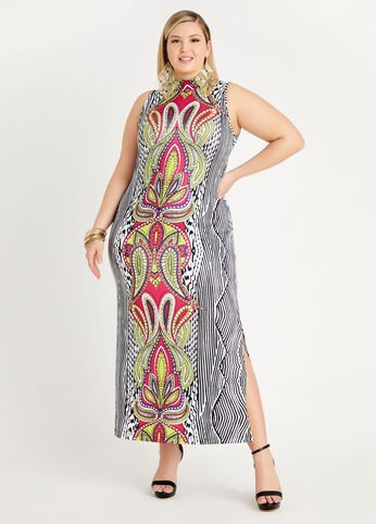 Tall Paisley Cowl Neck Maxi Dress | Ashley Stewart