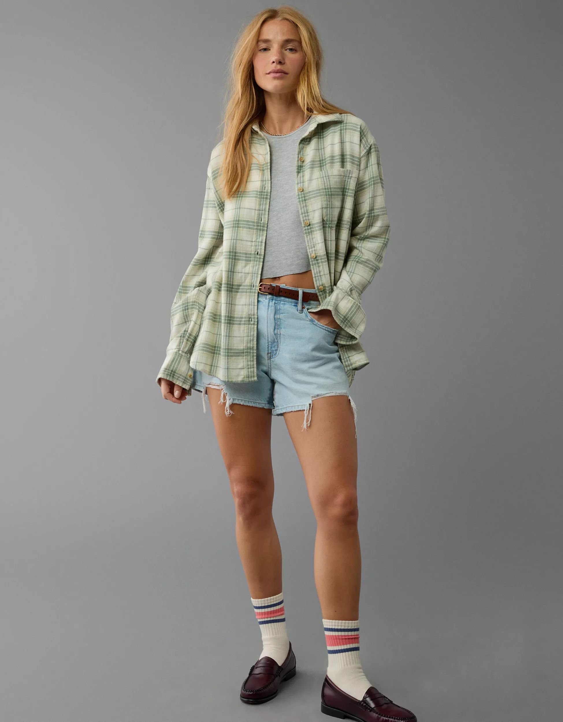 AE Oversized Plaid Flannel Shirt | American Eagle Outfitters (US & CA)