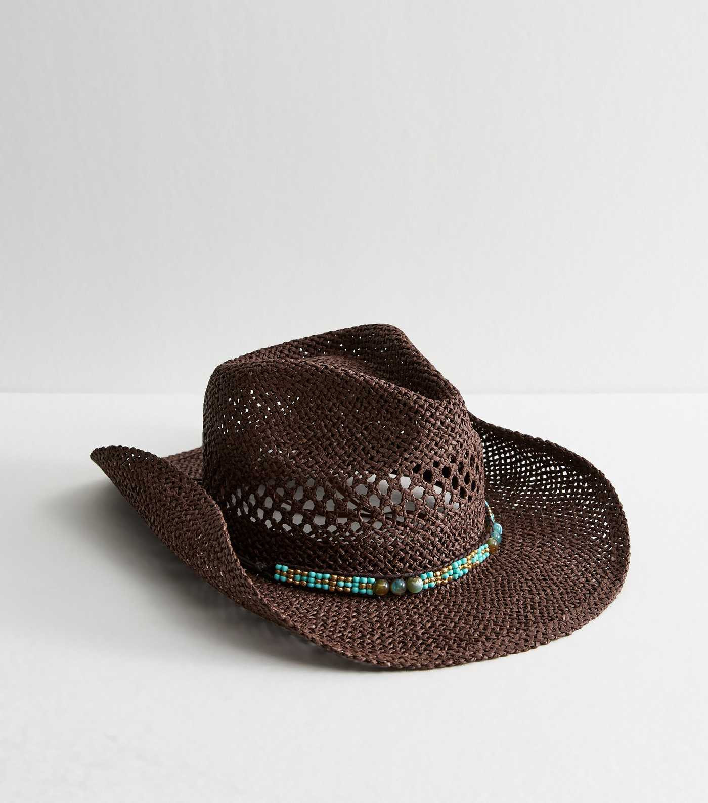 Dark Brown Western Style Woven Hat | New Look | New Look (UK)