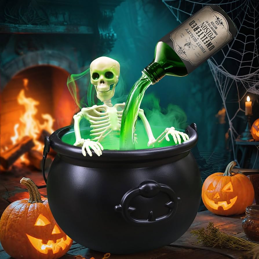 Halloween Decorations - Cauldron Halloween Decor with Magic Floating Potion Bottles Fog Diffuser ... | Amazon (US)